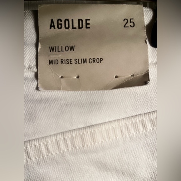NWT AGOLDE Willow Mid rise Crop Stretch 5 Pocket Trendy stylish white jeans 25 - Picture 4 of 5